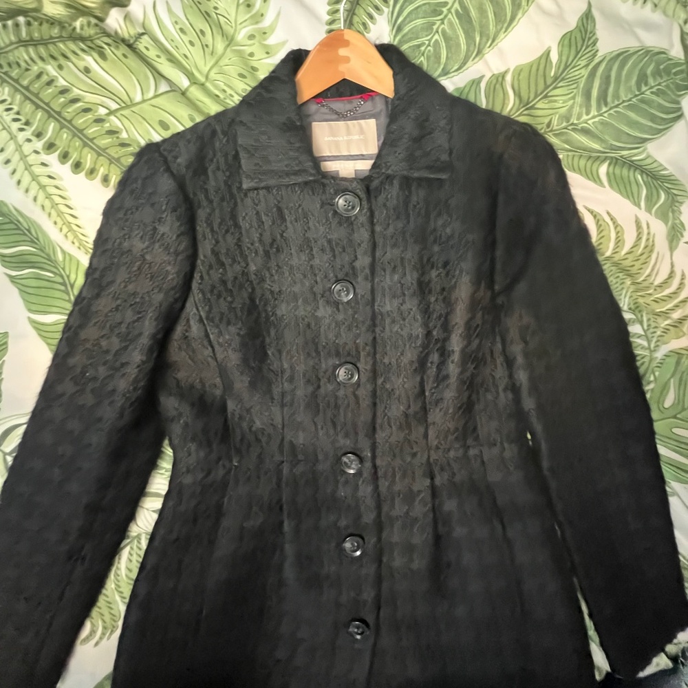 Black Banana Republic Lady’s Knee Length A-Frame Coat